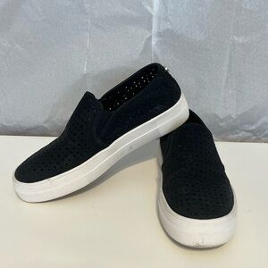 Steve Madden Black‎ Perforated Slip on Loafers Shoes Platform Sz 6.5M